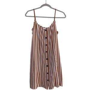 H&M striped button dress women’s size 6 adjustable straps beach summer mini‎